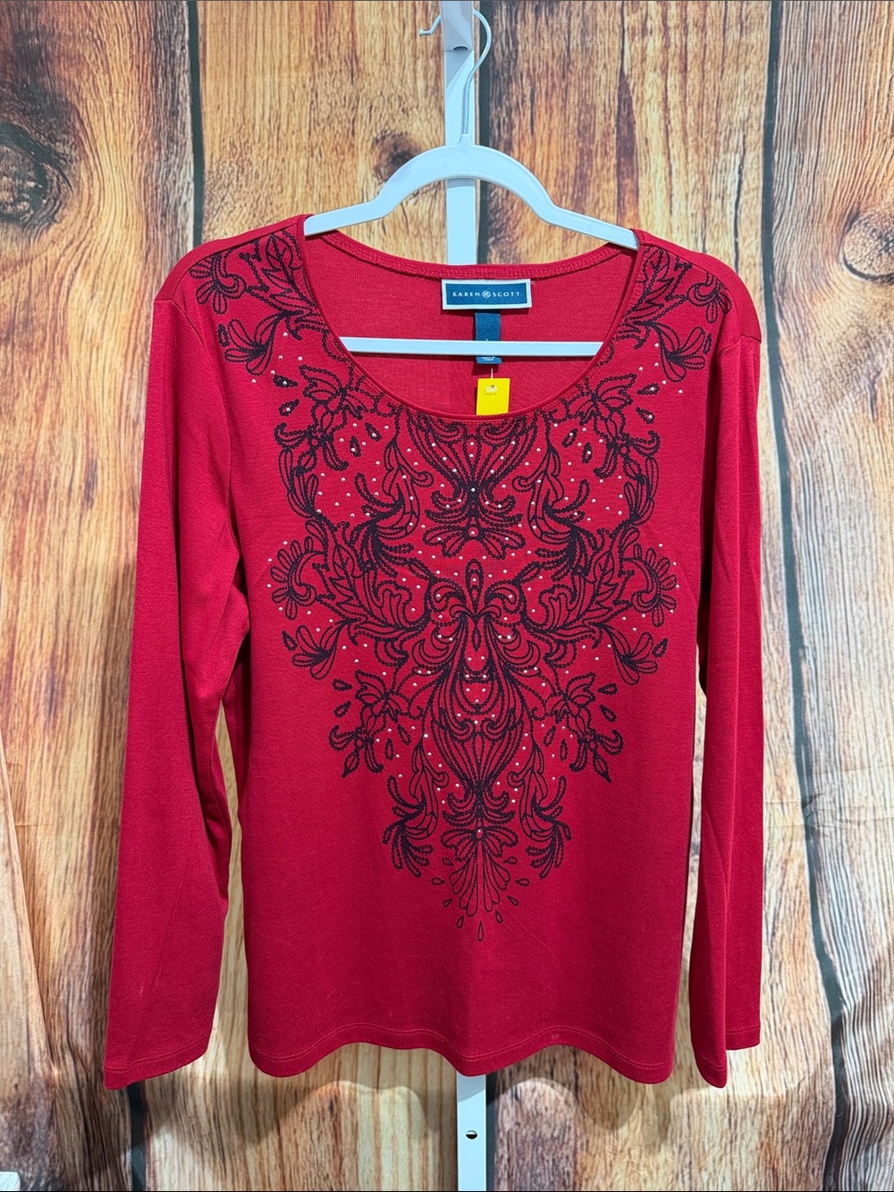 🚨($3 Bundled) Karen Scott Studded Long Sleeve Top Size L